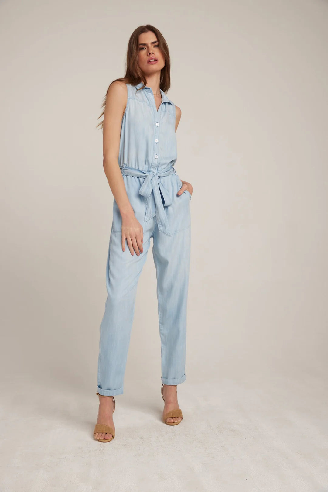 SLEEVELESS BELTED JUMPSUIT BELLA DAHL Joelle s Jeff s Guyshop