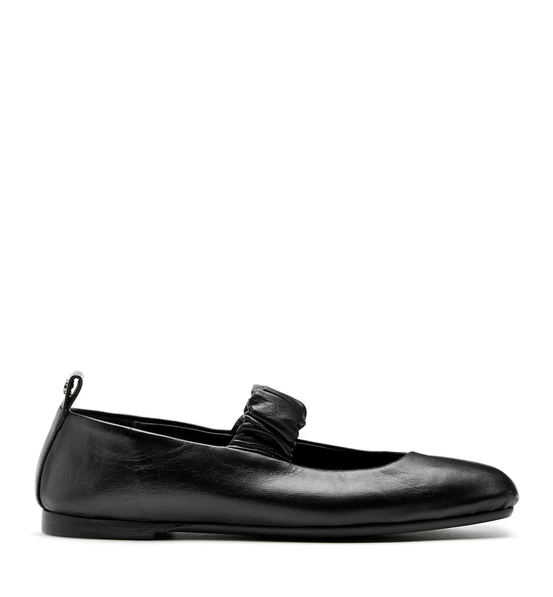 GRACIE SHEARLING-LINED MARY JANE FLATS (BLACK) - LA CANADIENNE