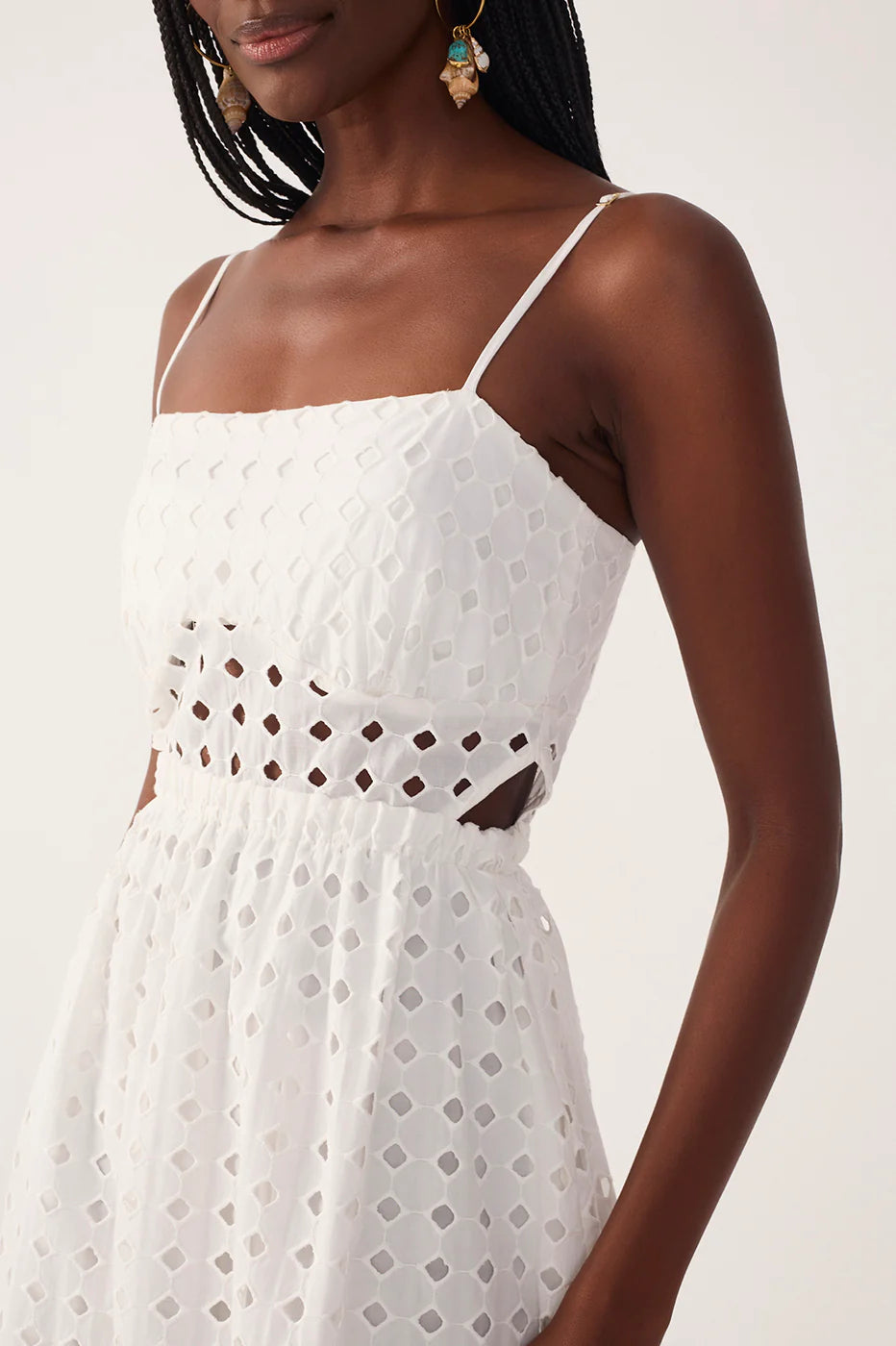 CUT-OUT EYELET MAXI DRESS (OFF-WHITE) - DRESS TO