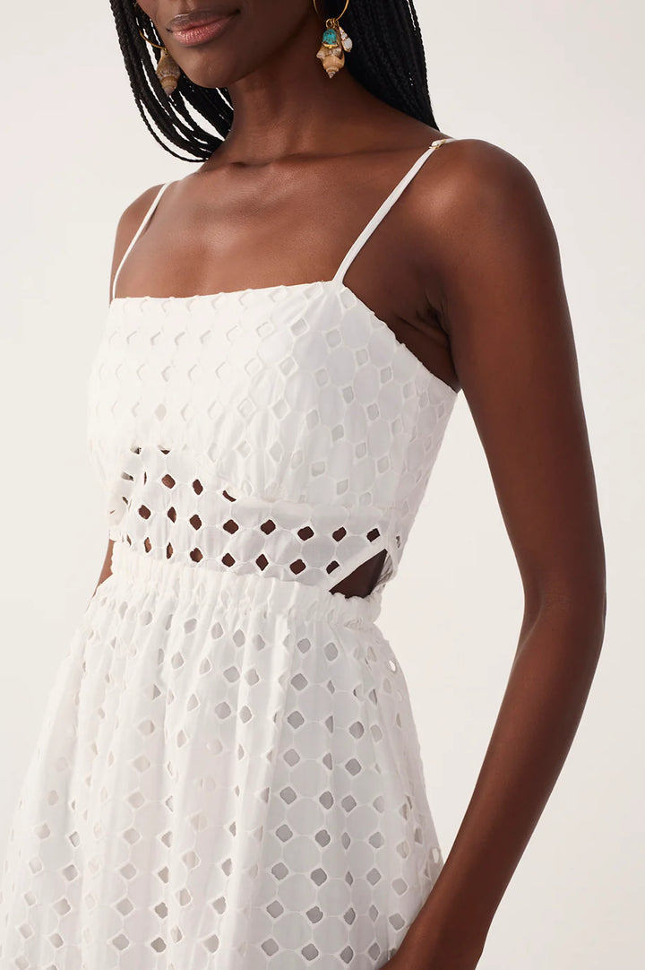 CUT-OUT EYELET MAXI DRESS (OFF-WHITE) - DRESS TO