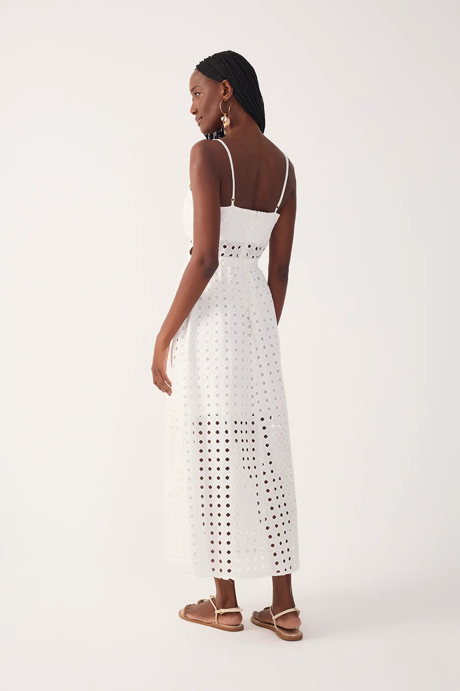 CUT-OUT EYELET MAXI DRESS (OFF-WHITE) - DRESS TO