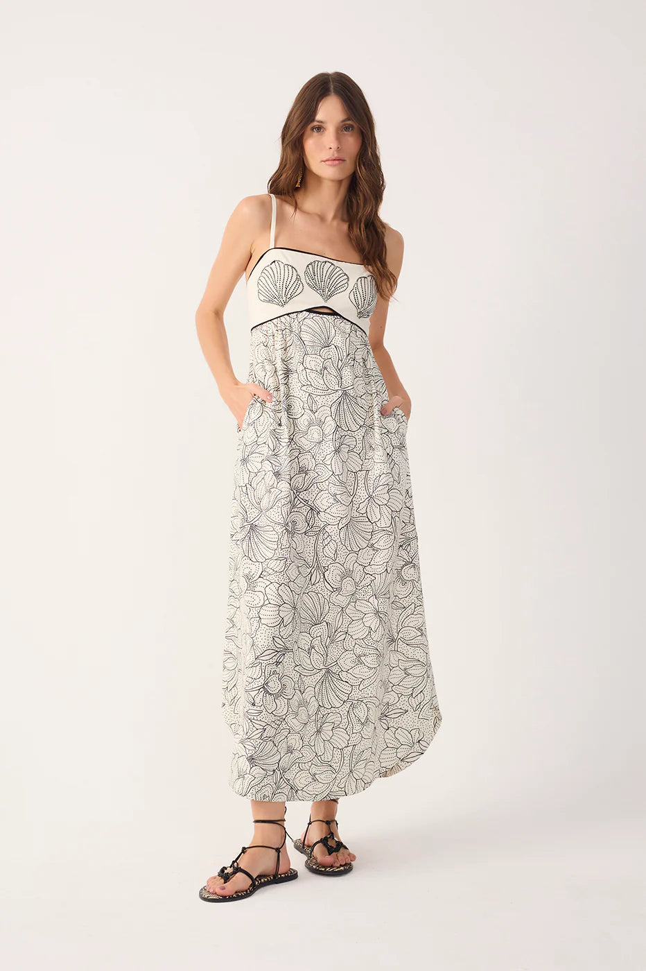 EMBROIDERED MAXI DRESS (OFF WHITE SHELL VIBE) - DRESS TO