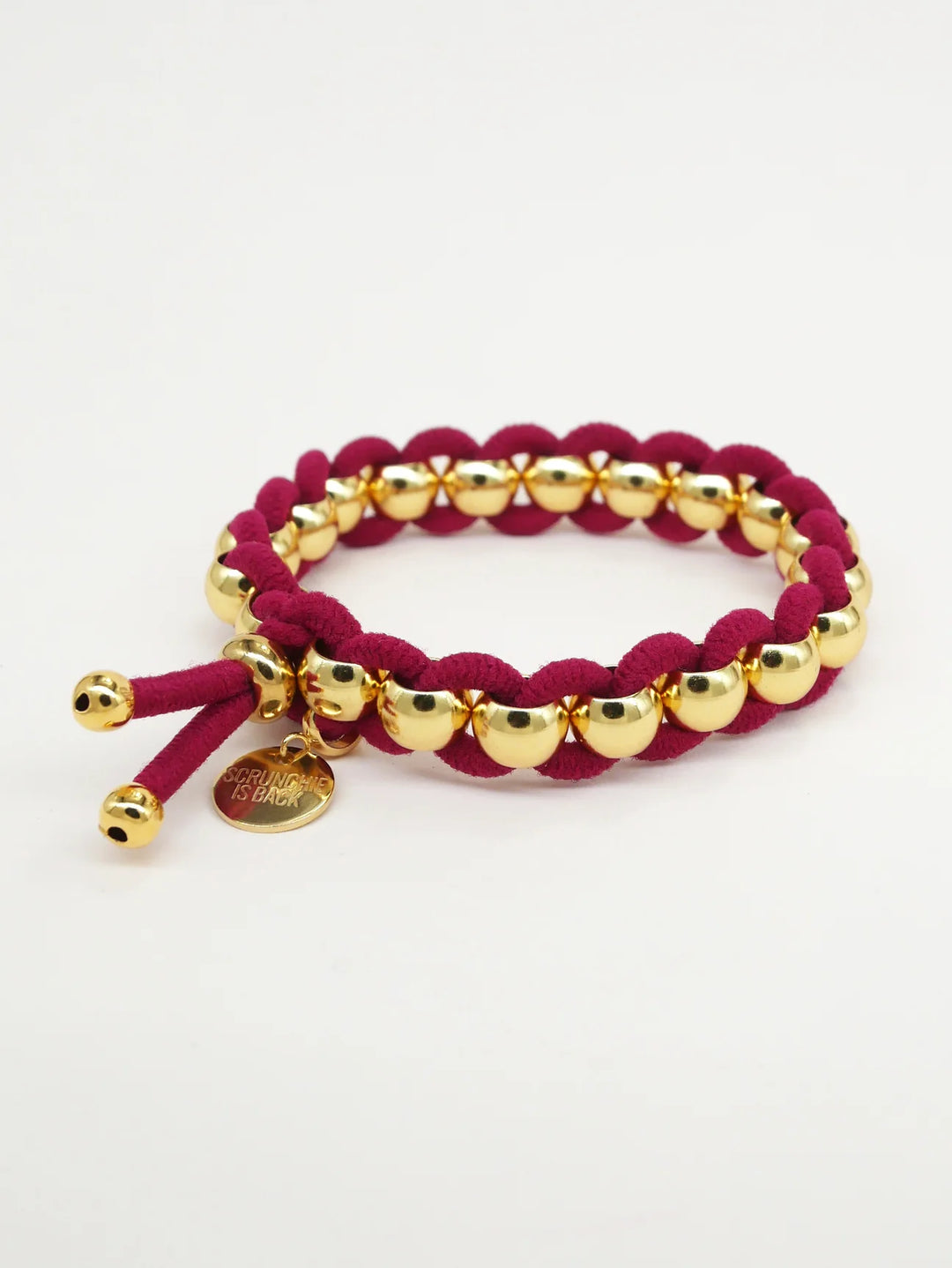 BORDEAUX ELASTIC + GOLD BEAD BRACELET
