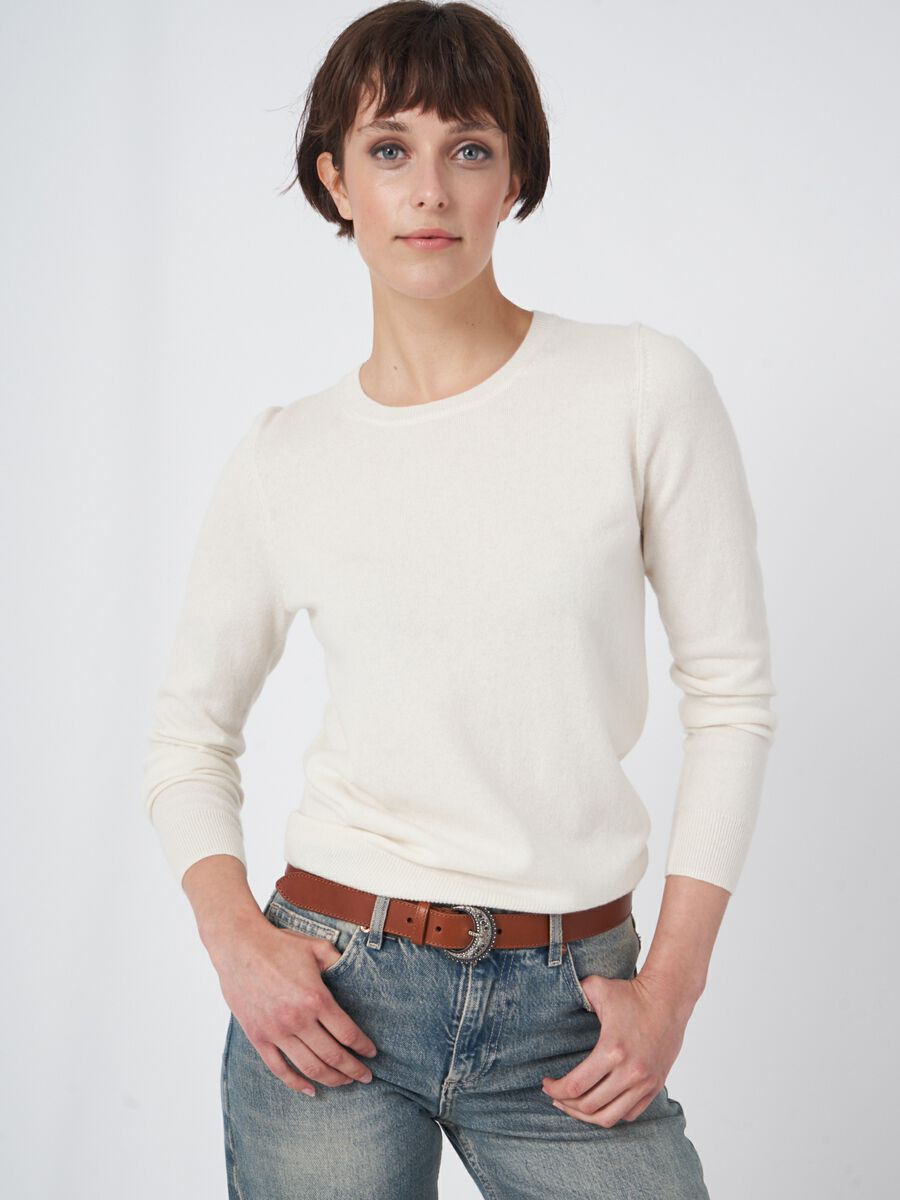 EVERYDAY ROUND NECK CASHMERE SWEATER (CREAM) - REPEAT