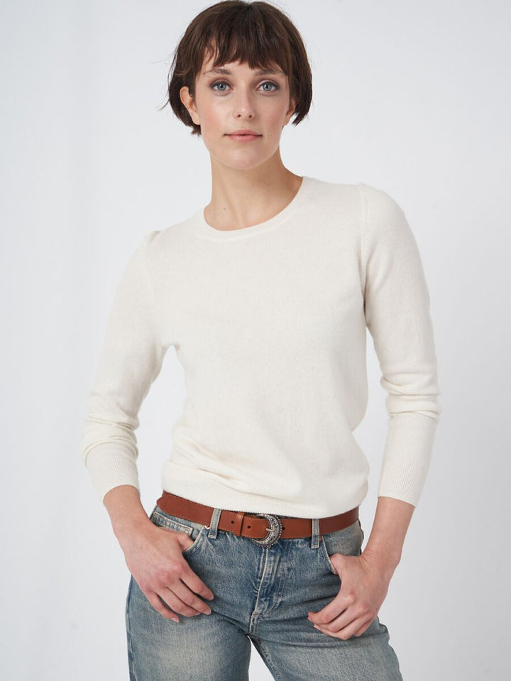 EVERYDAY ROUND NECK CASHMERE SWEATER (CREAM) - REPEAT