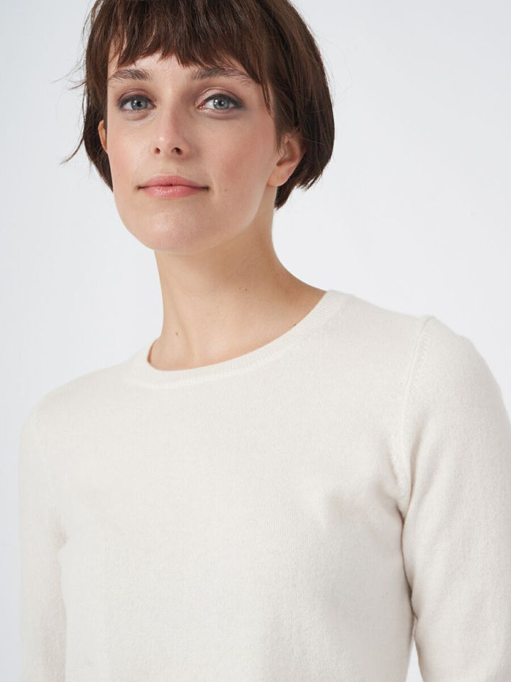 EVERYDAY ROUND NECK CASHMERE SWEATER (CREAM) - REPEAT