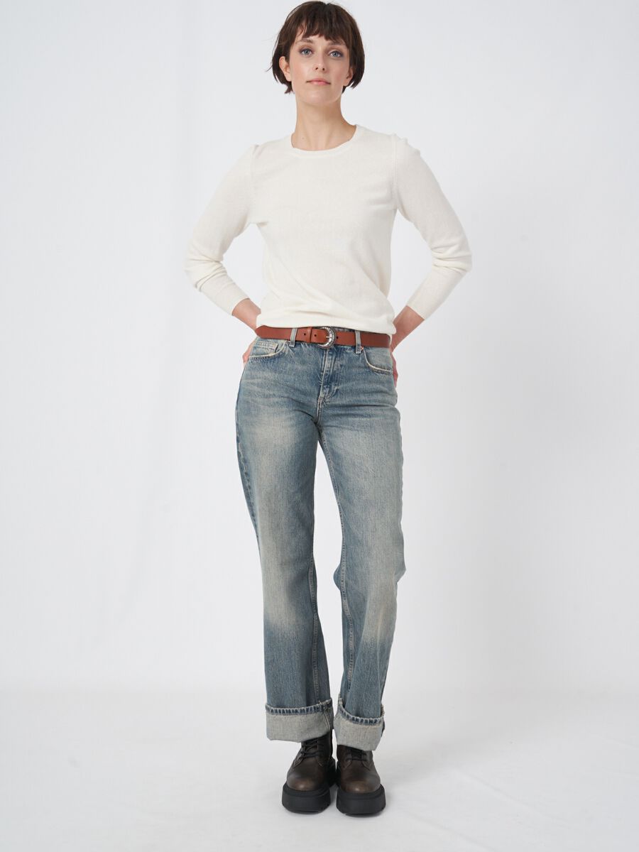EVERYDAY ROUND NECK CASHMERE SWEATER (CREAM) - REPEAT