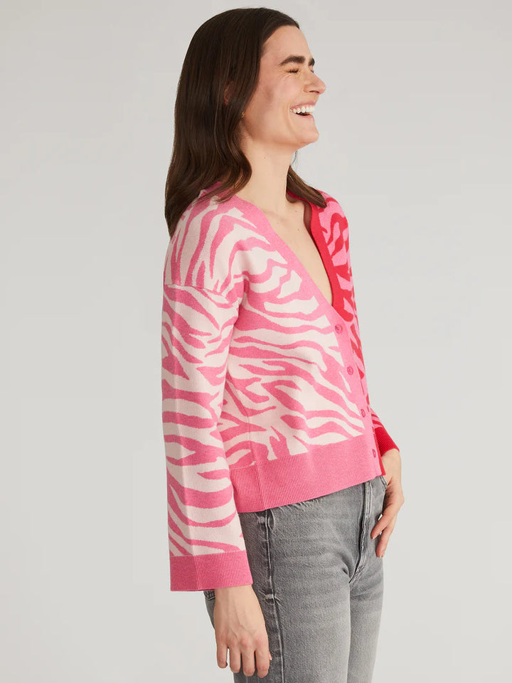NICOLE ZEBRA PRINT CARDIGAN - 525 AMERICA
