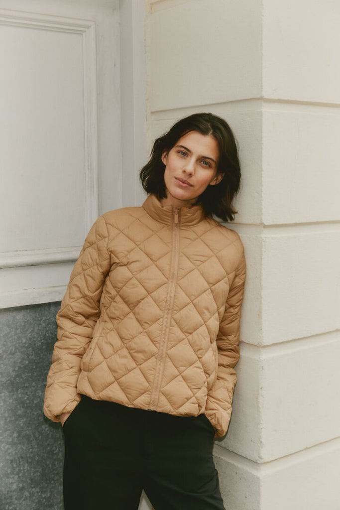 OLIA QUILTED ZIP-UP COAT (ICED COFFEE) - PART TWO