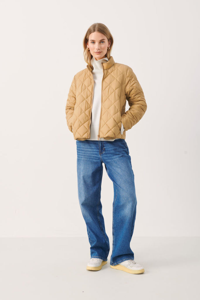 OLIA QUILTED ZIP-UP COAT (ICED COFFEE) - PART TWO