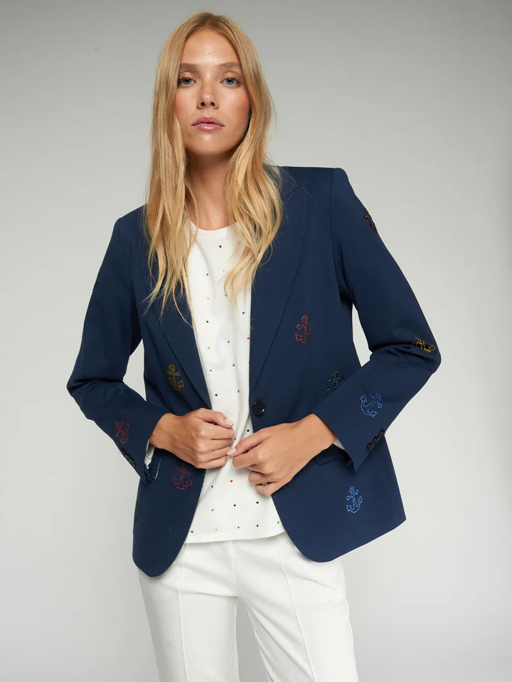 HEATHER STRASS BLAZER W/ RHINESTONE ANCHORS - VILAGALLO