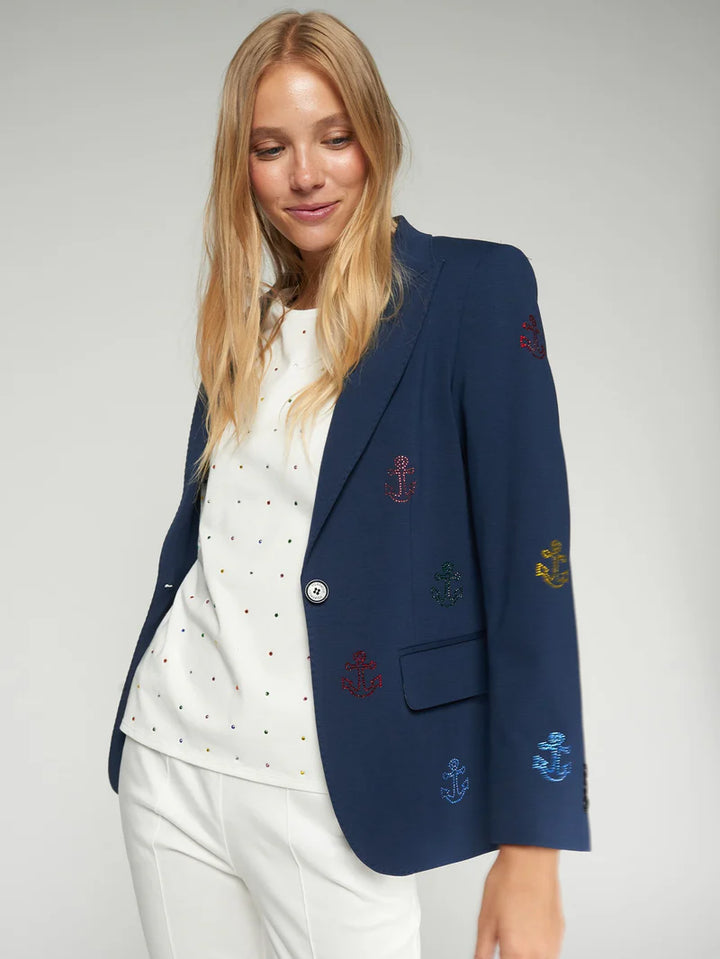 HEATHER STRASS BLAZER W/ RHINESTONE ANCHORS - VILAGALLO