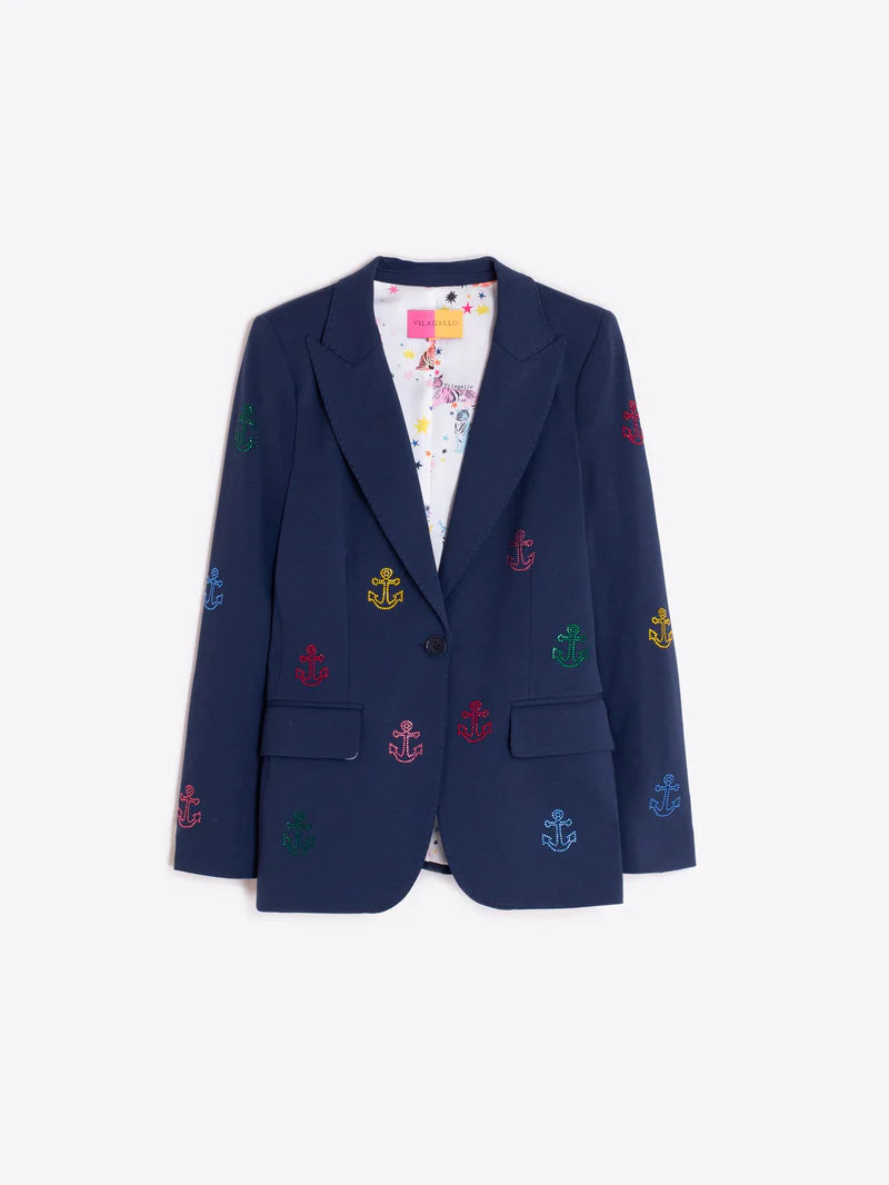 HEATHER STRASS BLAZER W/ RHINESTONE ANCHORS - VILAGALLO
