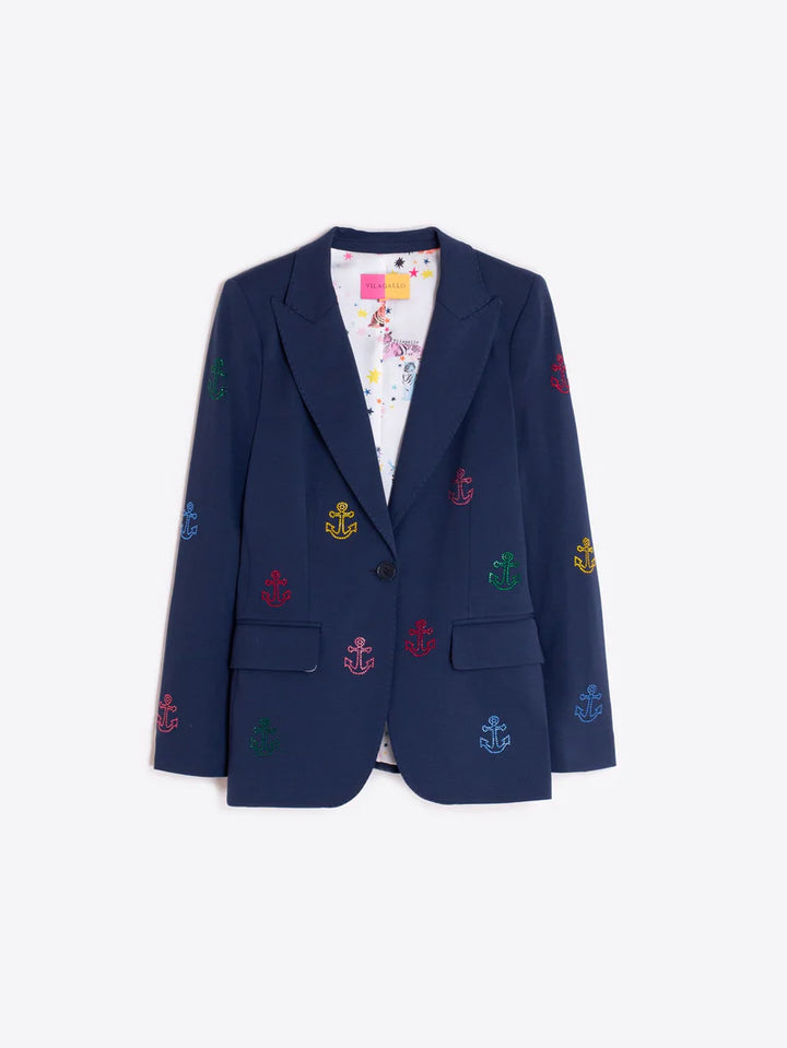 HEATHER STRASS BLAZER W/ RHINESTONE ANCHORS - VILAGALLO