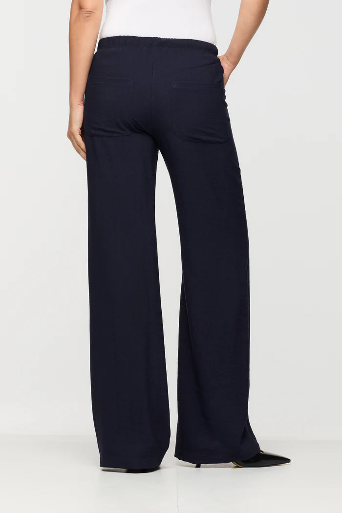 SLIP ON TIE PANT (NAVY) - BRENDA BEDDOME