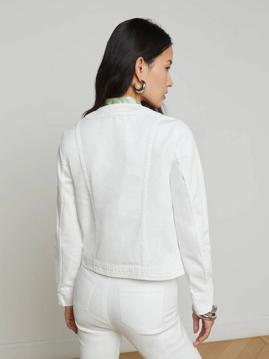 YARI COLLARLESS JACKET (WHITE) - L'AGENCE