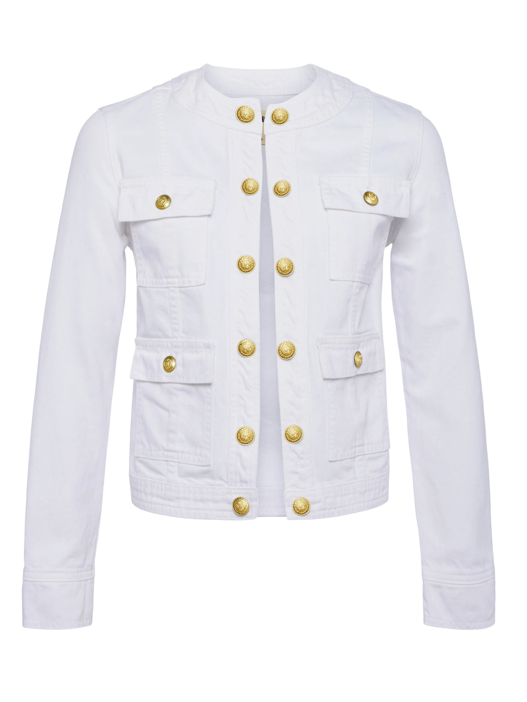 YARI COLLARLESS JACKET (WHITE) - L'AGENCE