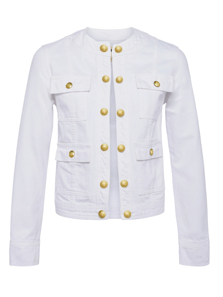 YARI COLLARLESS JACKET (WHITE) - L'AGENCE