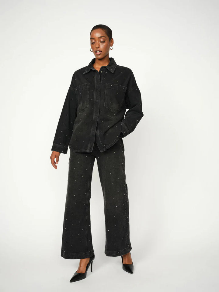 EMME STUD DENIM SHIRT (DARK GREY DENIM) - MOS MOSH