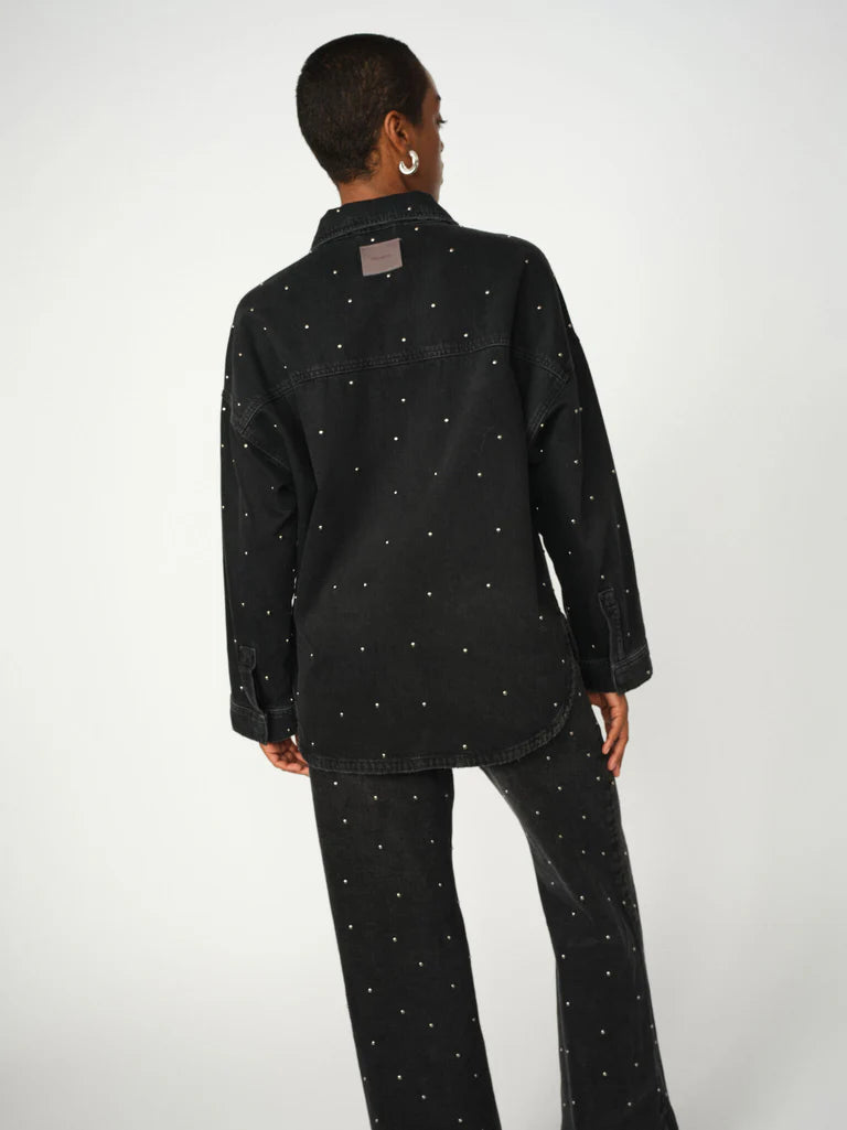 EMME STUD DENIM SHIRT (DARK GREY DENIM) - MOS MOSH