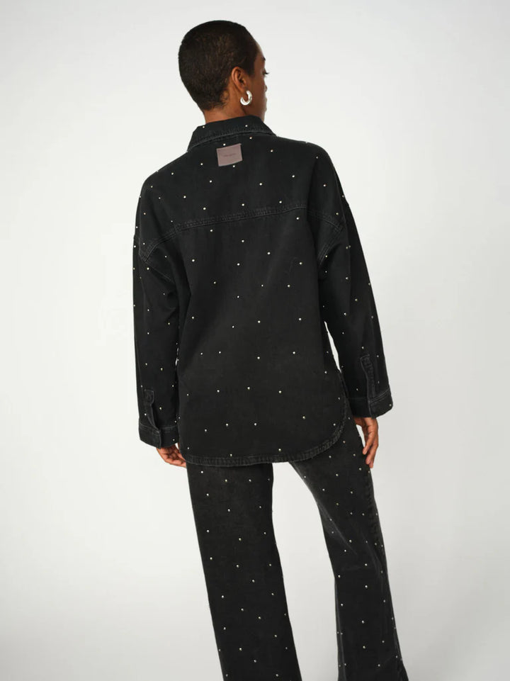 EMME STUD DENIM SHIRT (DARK GREY DENIM) - MOS MOSH