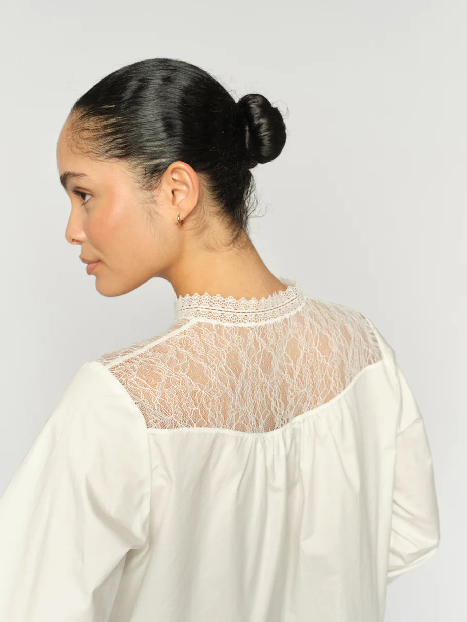 COTTON LACE SHIRT (ECRU) - MOS MOSH