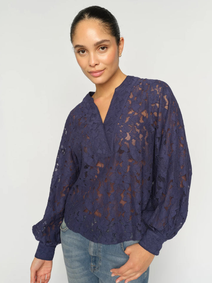 YEN RIVER LACE BLOUSE (CROWN BLUE) - MOS MOSH