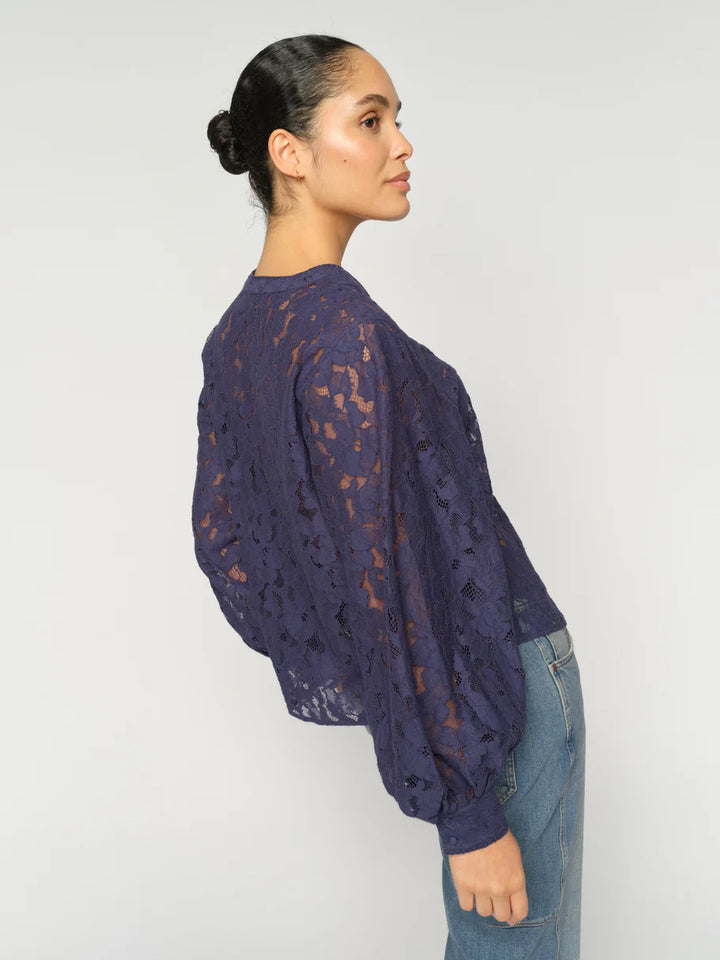 YEN RIVER LACE BLOUSE (CROWN BLUE) - MOS MOSH