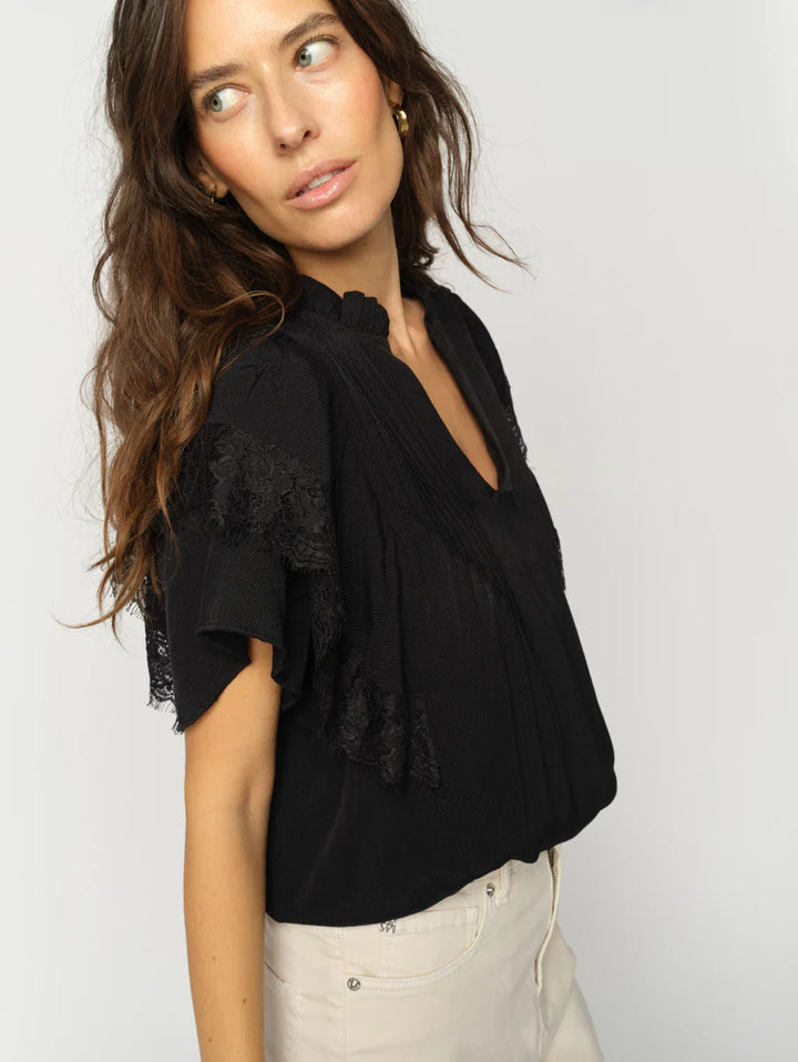 WEA FLOWISH BLOUSE (BLACK) - MOS MOSH