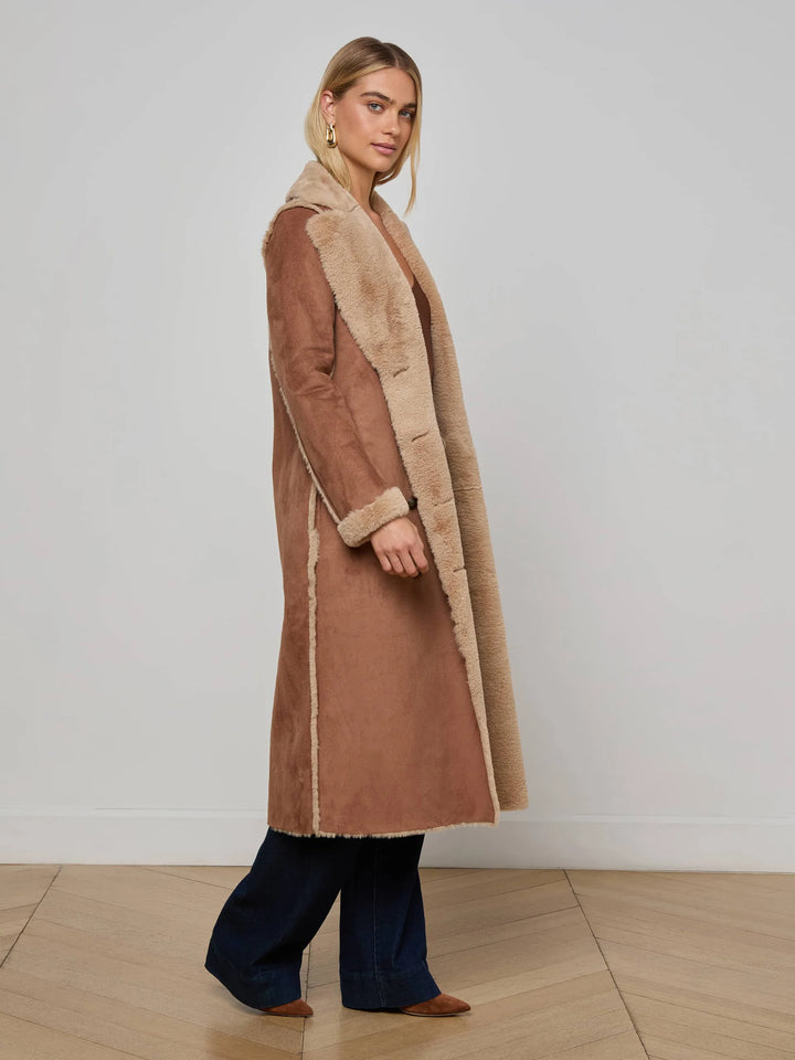 CITRON FAUX FUR MAXI COAT (SEPIA BROWN) - L'AGENCE
