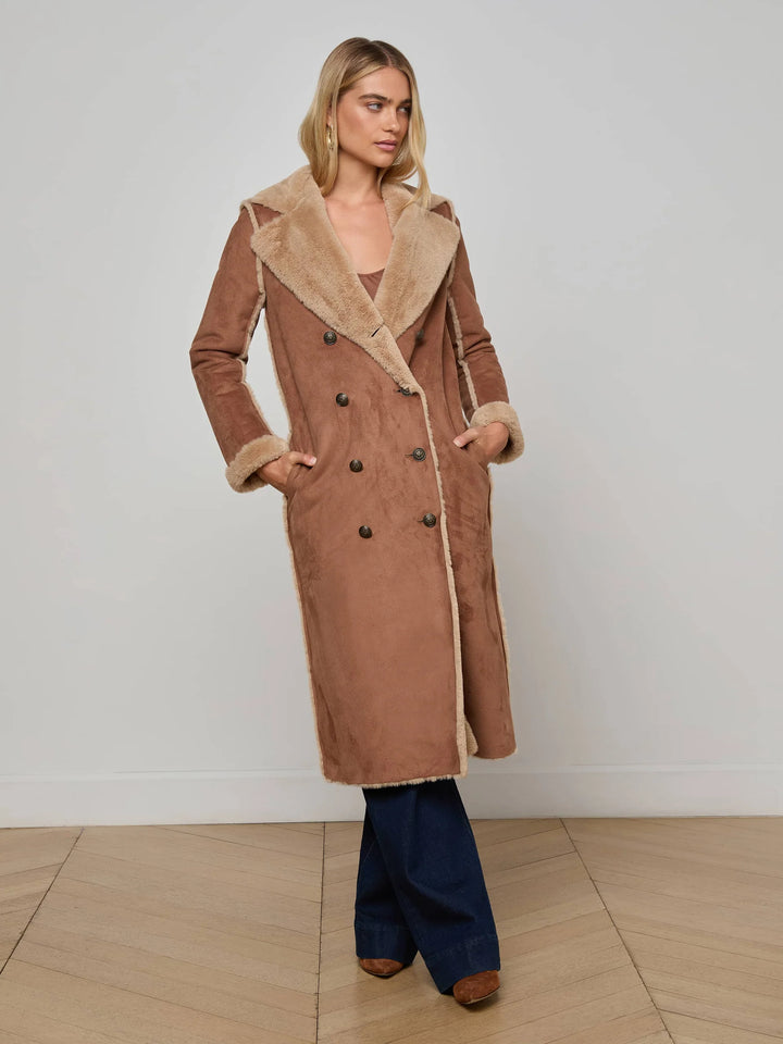 CITRON FAUX FUR MAXI COAT (SEPIA BROWN) - L'AGENCE