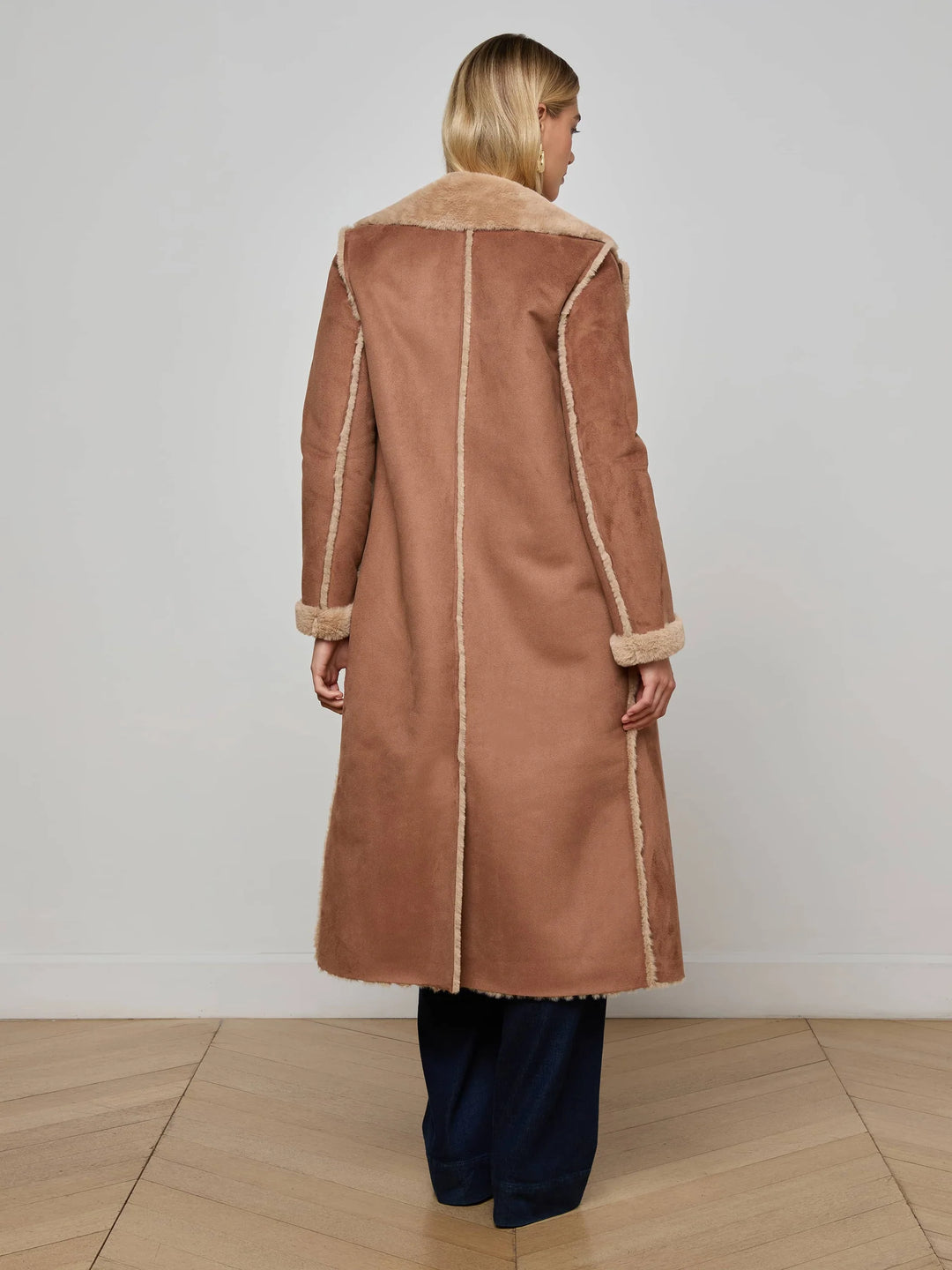 CITRON FAUX FUR MAXI COAT (SEPIA BROWN) - L'AGENCE