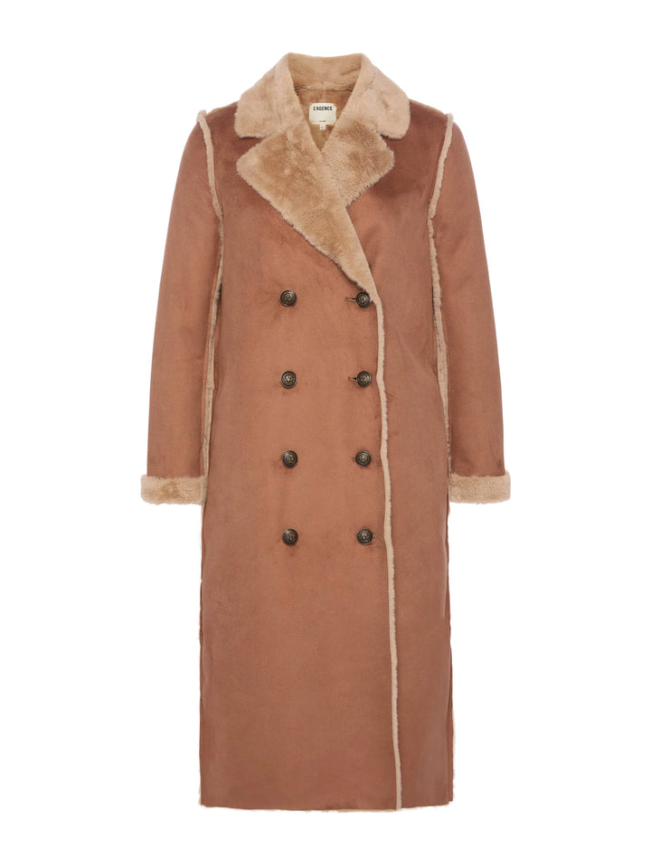 CITRON FAUX FUR MAXI COAT (SEPIA BROWN) - L'AGENCE