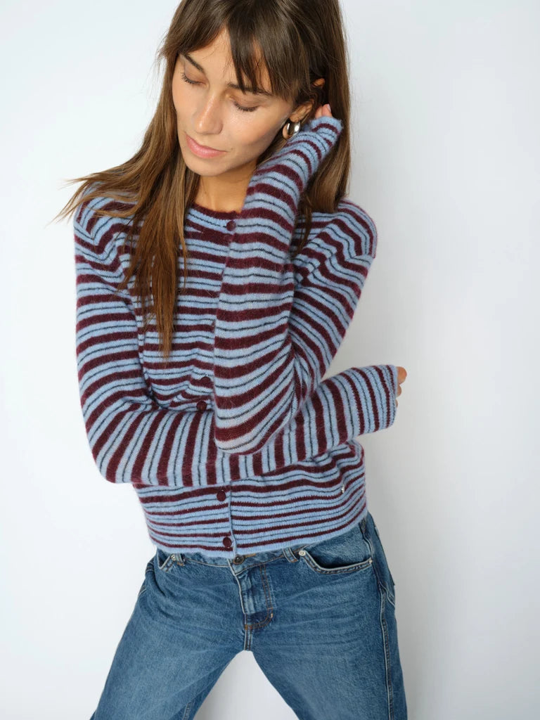 MILVI STRIPE CARDIGAN (PORT ROYALE) - MOS MOSH