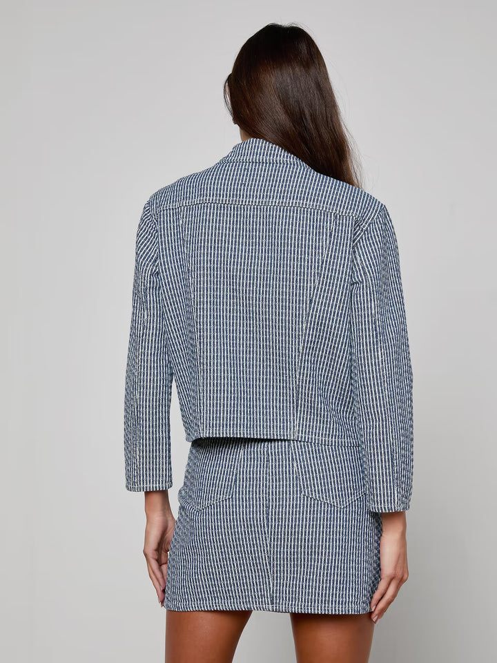 NELLY CROP JACKET (VISTA BLUE STRIPE) - L'AGENCE