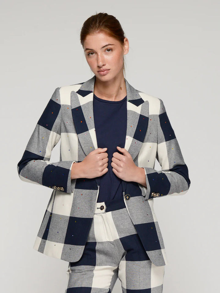 SOPHIA STRASS JACKET (NAVY PLAID) - VILAGALLO