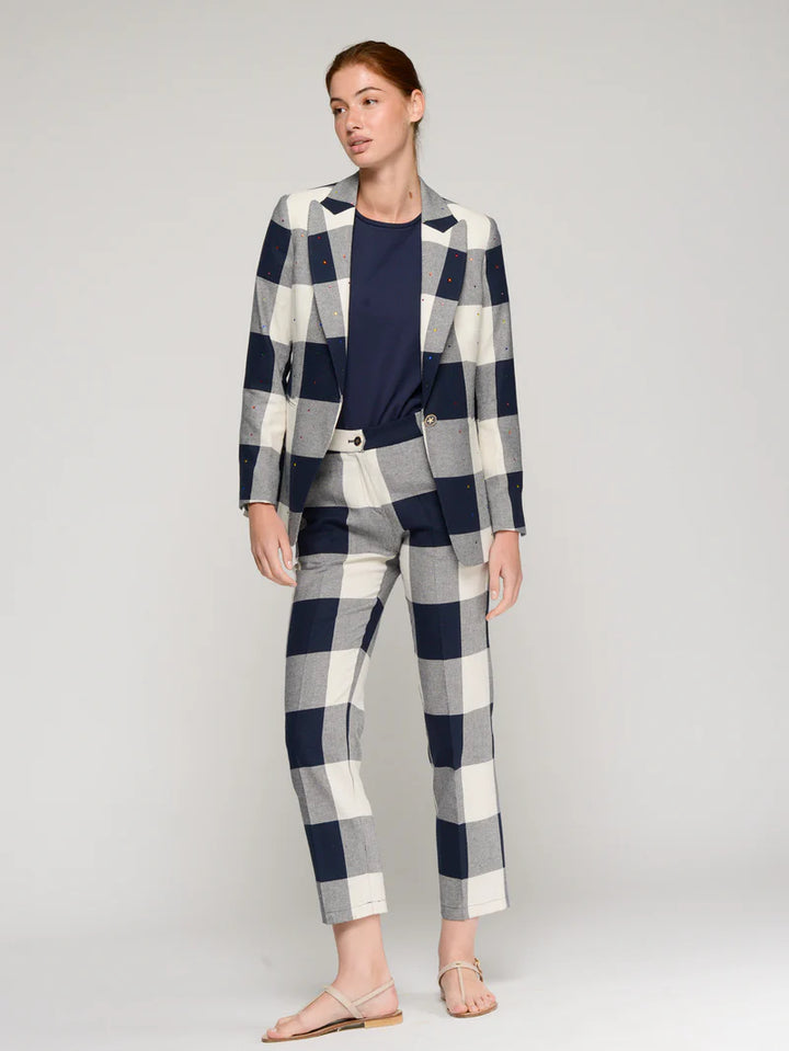 SOPHIA STRASS JACKET (NAVY PLAID) - VILAGALLO