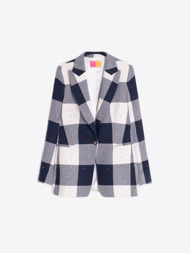 SOPHIA STRASS JACKET (NAVY PLAID) - VILAGALLO