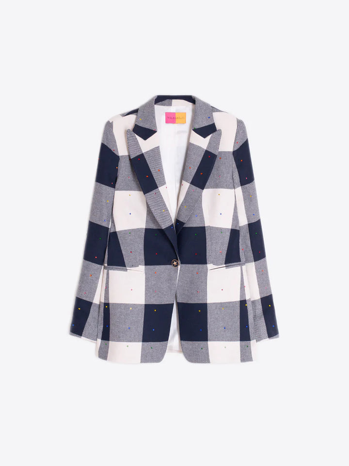 SOPHIA STRASS JACKET (NAVY PLAID) - VILAGALLO
