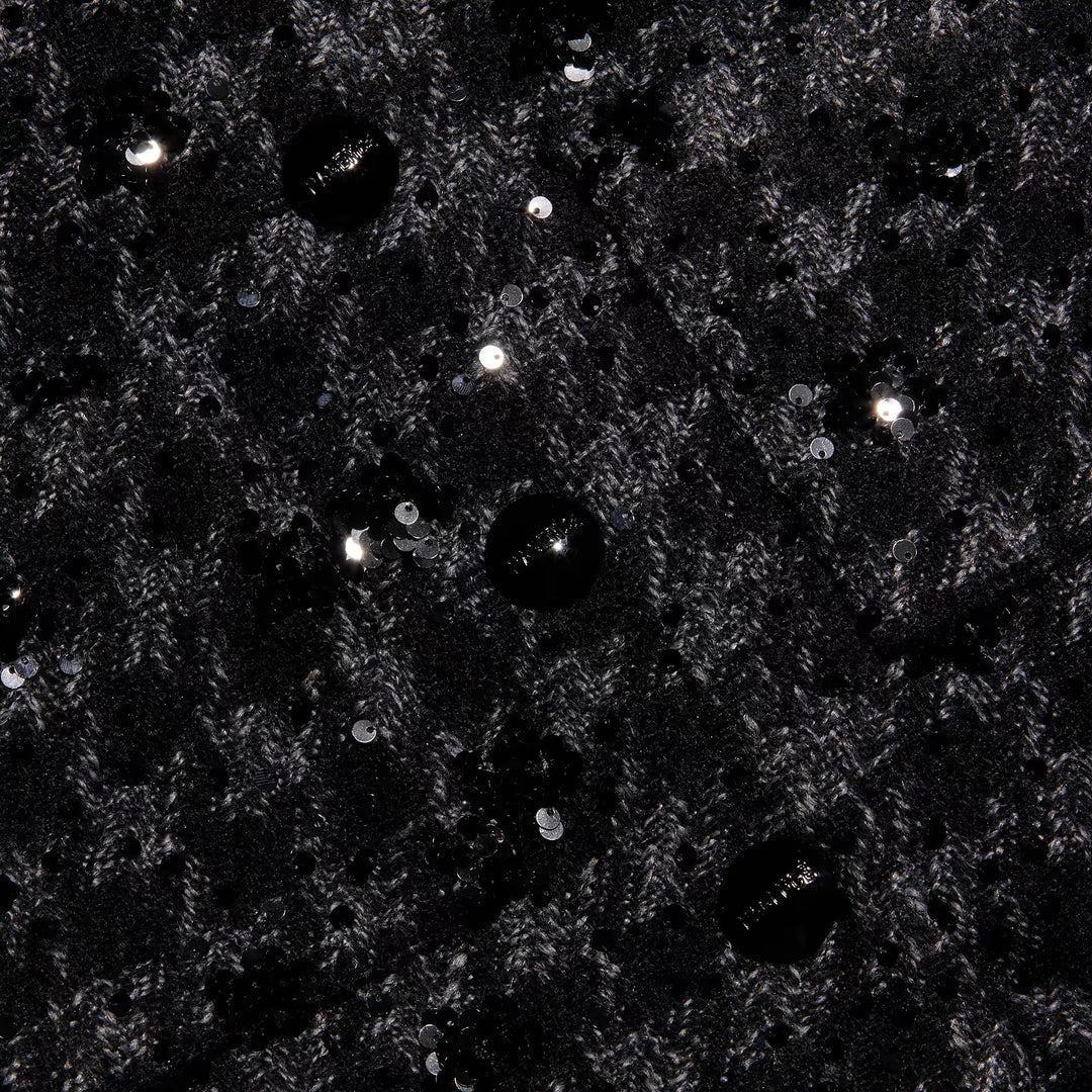 JIA CROP 3/4 SLEEVE JACKET (GREY/BLACK SEQUIN) - L'AGENCE