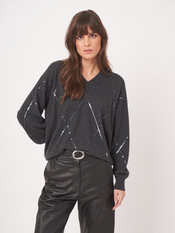 SEQUIN CASHMERE KNITTED PULLOVER - REPEAT