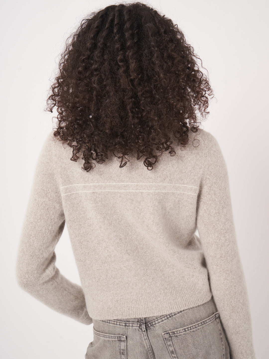CASHMERE BLEND CARDIGAN WITH FAUX POCKETS - REPEAT