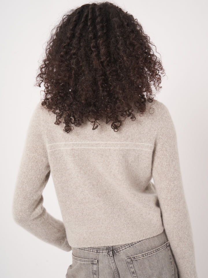 CASHMERE BLEND CARDIGAN WITH FAUX POCKETS - REPEAT