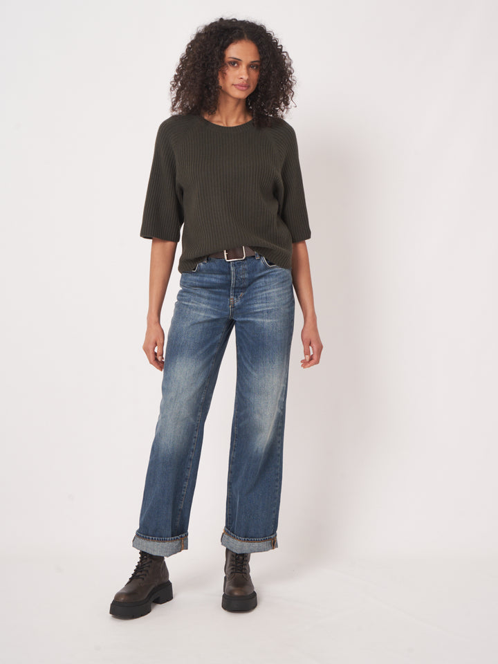 CASHMERE RIBBED KNITTED PULLOVER - REPEAT