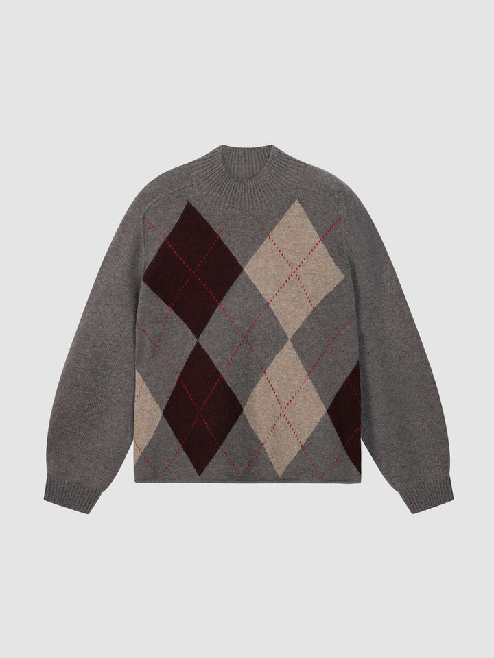 WOOL-CASHMERE ARGYLE SWEATER (ROCK) - REPEAT