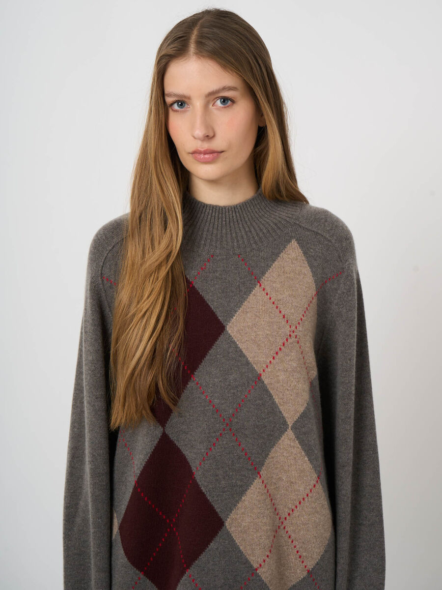 WOOL-CASHMERE ARGYLE SWEATER (ROCK) - REPEAT