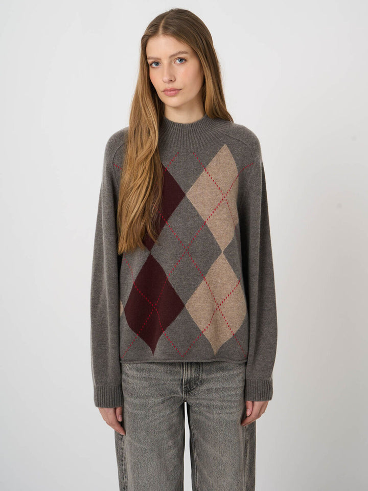 WOOL-CASHMERE ARGYLE SWEATER (ROCK) - REPEAT