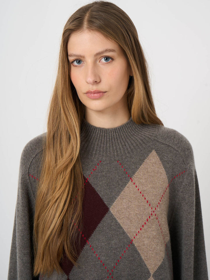 WOOL-CASHMERE ARGYLE SWEATER (ROCK) - REPEAT