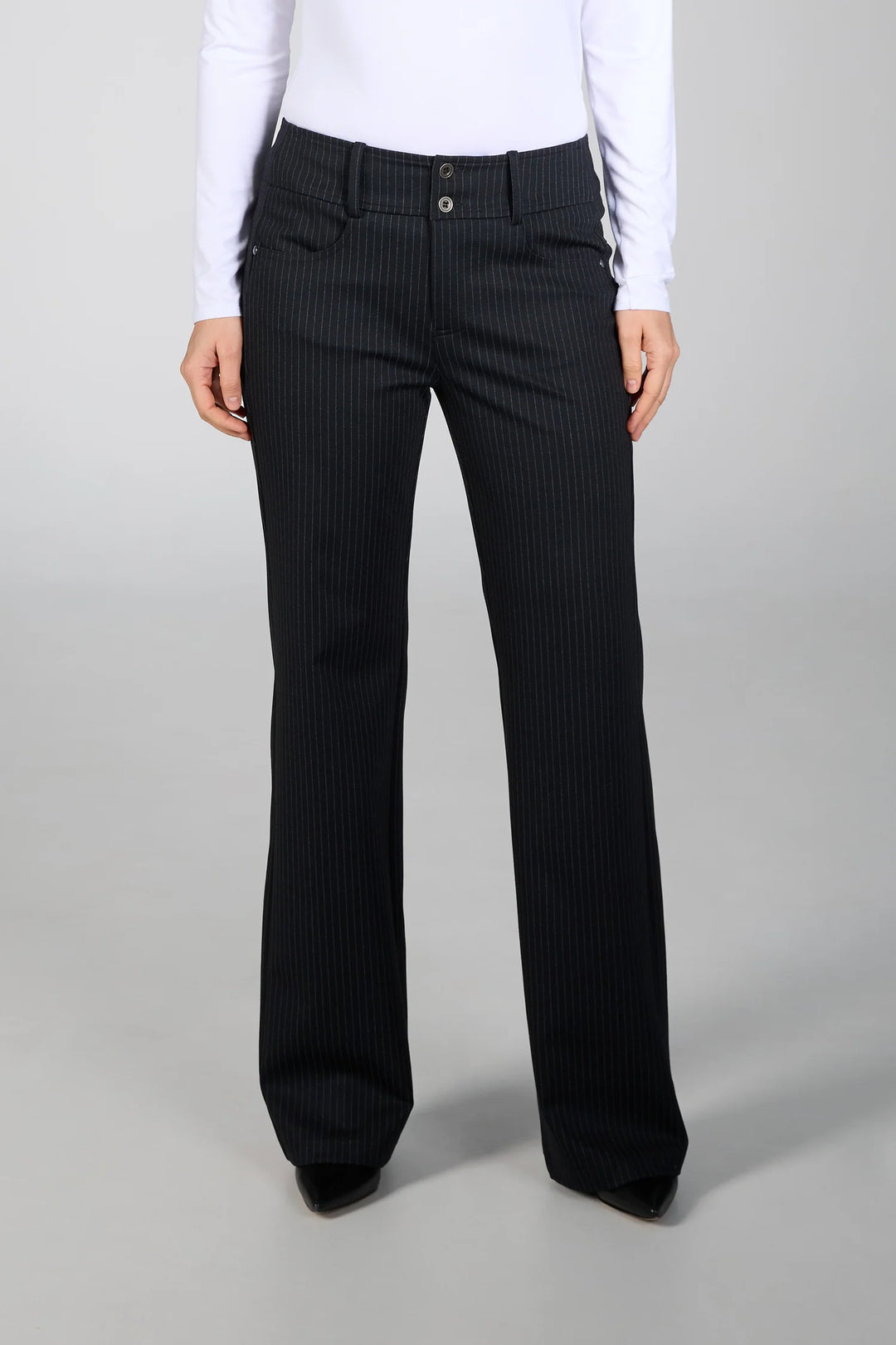 WIDE LEG PINSTRIPE JEAN - BRENDA BEDDOME