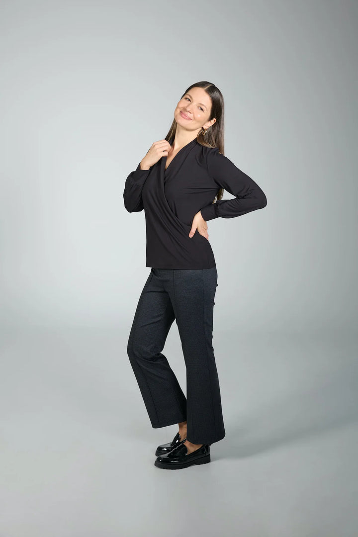 FAUX WRAP TOP (BLACK) - BRENDA BEDDOME